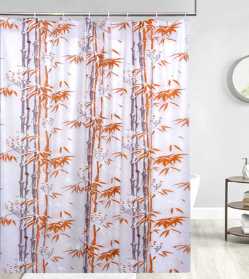 KUBER INDUSTRIES 213 cm (7 ft) PVC Semi Transparent Shower Curtain Single Curtain(Printed, Orange)