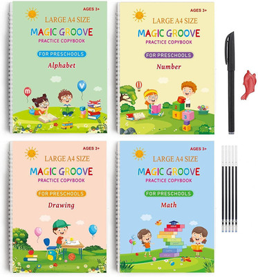 QOC Sank Magic Practice Copybook For Kids Set Of 4(Hardcover : Spiral, Onshhm)