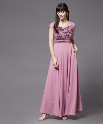 Miss Chase Women Maxi Purple Full Length Dress