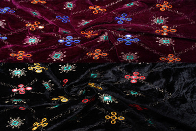 Durga Velvet Embroidered Blouse Material