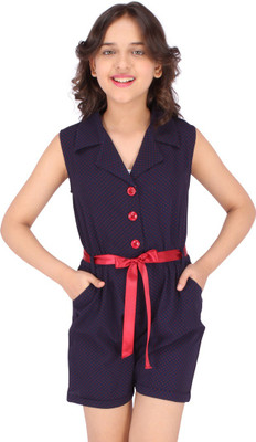 Cutecumber Polka Print Girls Jumpsuit
