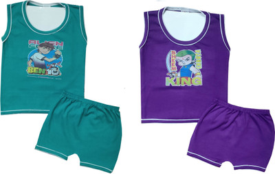 Siddhi Enterprises Baby Boys & Baby Girls Ben 10 Casual T-shirt Shorts(PUPEL)