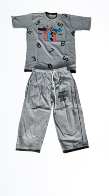 BHALLAGARMENTS Boys & Girls Casual T-shirt Track Pants(Grey)