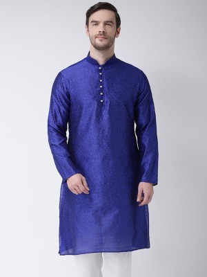 SG Men Solid Straight Kurta(Blue)