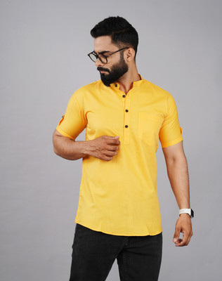 ADITYA TRADE LINK Men Solid Straight Kurta(Yellow)