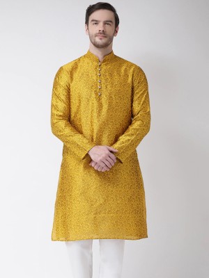 SG Men Solid Straight Kurta(Yellow)