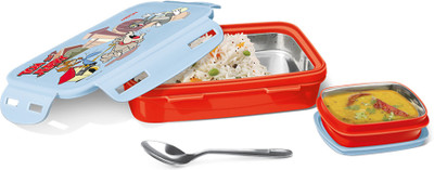 MILTON Steely Prime Insulated Small Tiffin Box, 400ml, with Inner Container, 80ml, Red 1 Containers Lunch Box(480 ml, Thermoware)