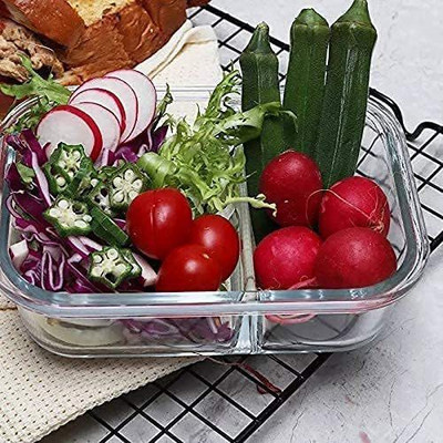 Coozico 2 Partition/Compartment with Clamp Plastic Random Color Lid Proof Airtight 2 Containers Lunch Box(1000 ml, Thermoware)