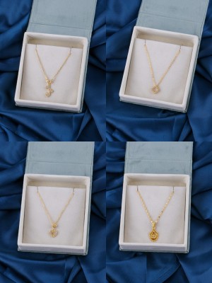 BRANDSOON jewellery one gram gold plated pack of 4 brass necklace for girls and women Gold-plated Plated Alloy Necklace