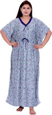 Swastik Stuffs Women Nighty(Blue)