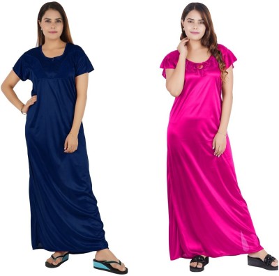 BeeSmart Women Nighty Set(Blue, Pink)