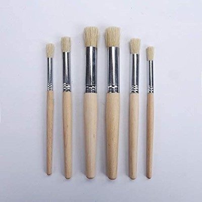 BM RETAIL 6pcs Stencil Wooden Brushes Watercolor Oil Painting Brushes Stencil Tools(Brown)