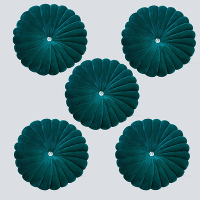 lala hathrasi Microfibre Solid Cushion Pack of 5(Green)