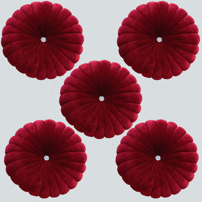 lala hathrasi Microfibre Solid Cushion Pack of 5(Maroon)