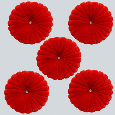 lala hathrasi Microfibre Solid Cushion Pack of 5(Red)