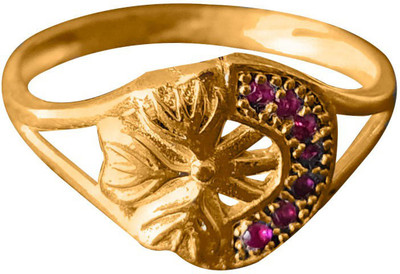 jr fashion Panchaloha (Impon) Flower With Stone Bronze Ruby Ring