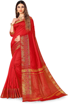 BHOLEBABA CREATION Self Design Banarasi Tussar Silk Saree(Red)