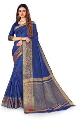 BHOLEBABA CREATION Self Design Banarasi Tussar Silk Saree(Blue)