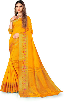 BHOLEBABA CREATION Self Design Banarasi Tussar Silk Saree(Yellow)