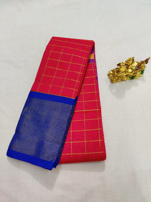 Uniqon Creations Self Design Kota Doria Cotton Silk Saree(Red)