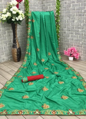 jayant creation Embroidered Daily Wear Silk Blend Saree(Green)