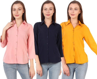 CINDERELLA THE CREATIONS FACTORY Women Solid Casual Multicolor Shirt(Pack of 3)