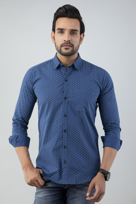 Vcom Men Printed Party White Shirt