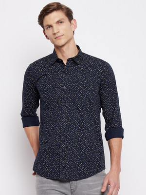 DUKE Men Printed Casual Blue Shirt