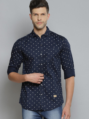 DENNISON Men Printed Casual Dark Blue Shirt