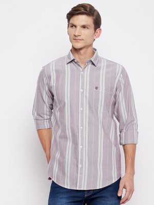DUKE Men Striped Casual Maroon Shirt