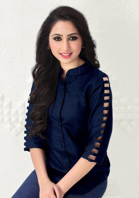 Muskan Garmentss Women Solid Casual Blue Shirt
