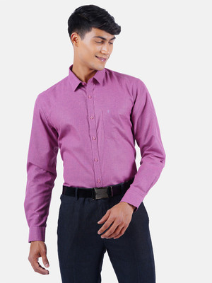 Ramraj Cotton Men Solid Formal Purple Shirt