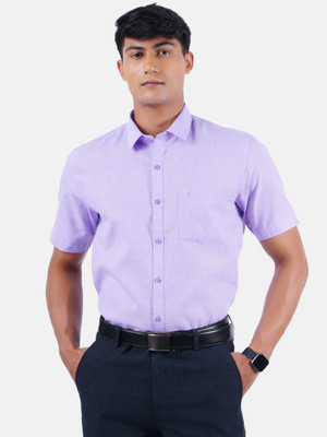 Ramraj Cotton Men Solid Formal Purple Shirt