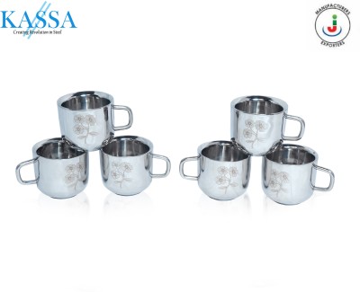 kassa Double Wall Stainless Steel Tea/Coffee/Milk Cup Set Of 6 Stainless Steel Coffee Mug(100 ml, Pack of 6)