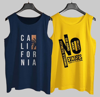 Kay Dee Printed Men Scoop Neck Dark Blue, Yellow T-Shirt