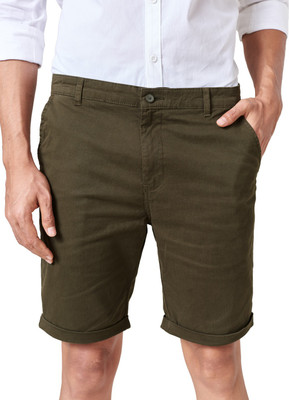 The Souled Store Solid Men Green Regular Shorts