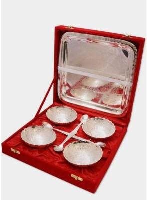 M.A Collections Pack of 9 Silver Plated, Gold Plated Silver plated(Bowl,Diwali,Wedding Gift Decorative Showpiece  -  10.16 cm(Aluminium, Silver)