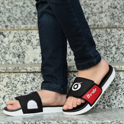 BIRDE Men Stylish Comfortable Lightweight,Men Slipper Slides Slides(Red, Black , 10)