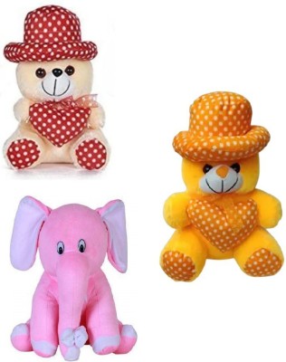 Ktkashish Toys soft butter red dot, yellow dot with pink elephant for gift (25-30 cm)  - 30 cm(Multicolor)