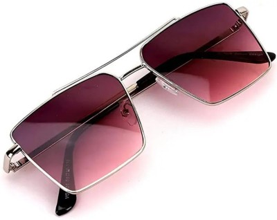 I REBEL Retro Square, Rectangular Sunglasses(For Men & Women, Pink)