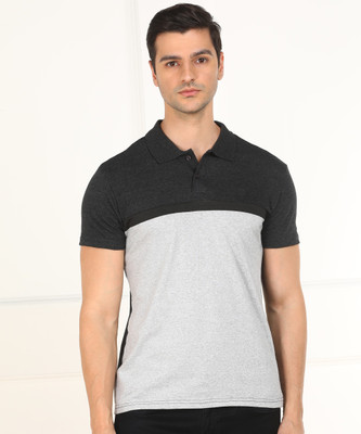 Billion Colorblock Men Polo Neck Grey T-Shirt