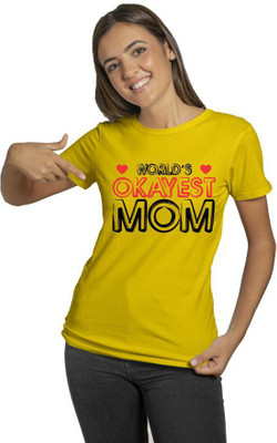 Raavi colors Typography Women Round Neck Yellow T-Shirt