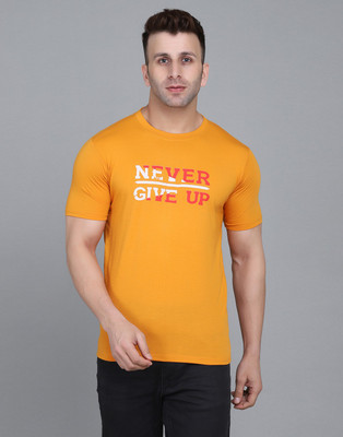 IESHNE LIFESTYLE Printed Men Round Neck Yellow T-Shirt