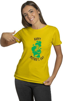 Raavi colors Printed Women Round Neck Yellow T-Shirt