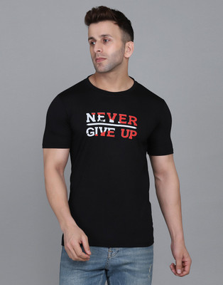 IESHNE LIFESTYLE Printed Men Round Neck Black T-Shirt