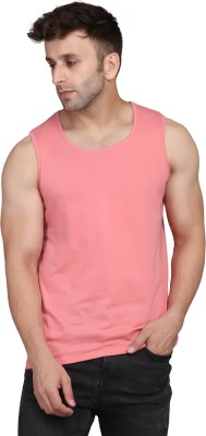 SLOWLORIS Solid Men Round Neck Pink T-Shirt