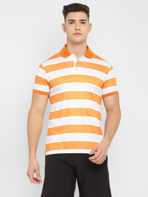 OFF LIMITS Striped Men Polo Neck White T-Shirt