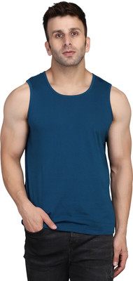 Cryptic Solid Men Round Neck Blue T-Shirt
