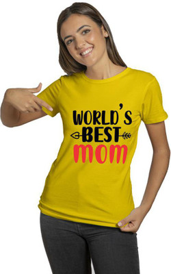 Raavi colors Typography Women Round Neck Yellow T-Shirt