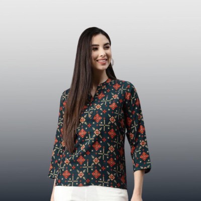 DAAMINA Casual Printed Women Blue Top